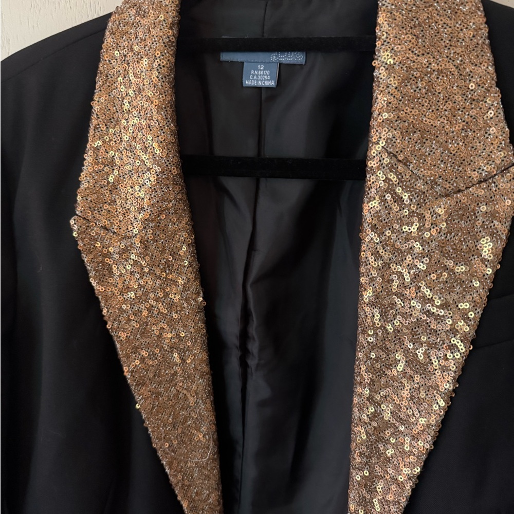 Sequin Lapel Black Jacket